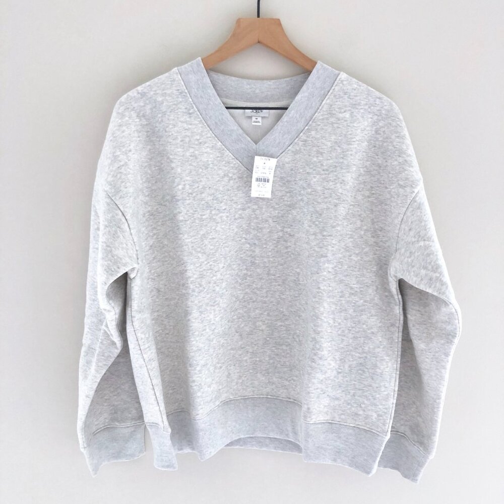NWT J.Crew Fleece V-neck Sweatshirt